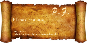 Piros Ferenc névjegykártya